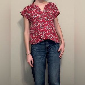 Banana Republic Red Floral Blouse